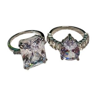 Elegant Silver Crystal Rings Set NWT